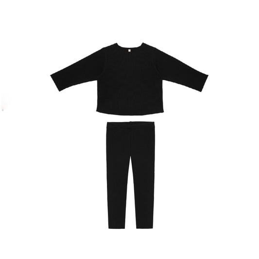 RIB SWEATSHIRT SET CZARNY