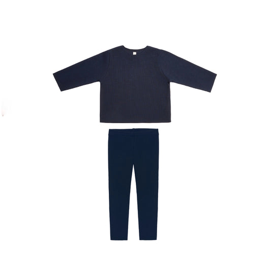 RIB SWEATSHIRT SET GRANATOWY